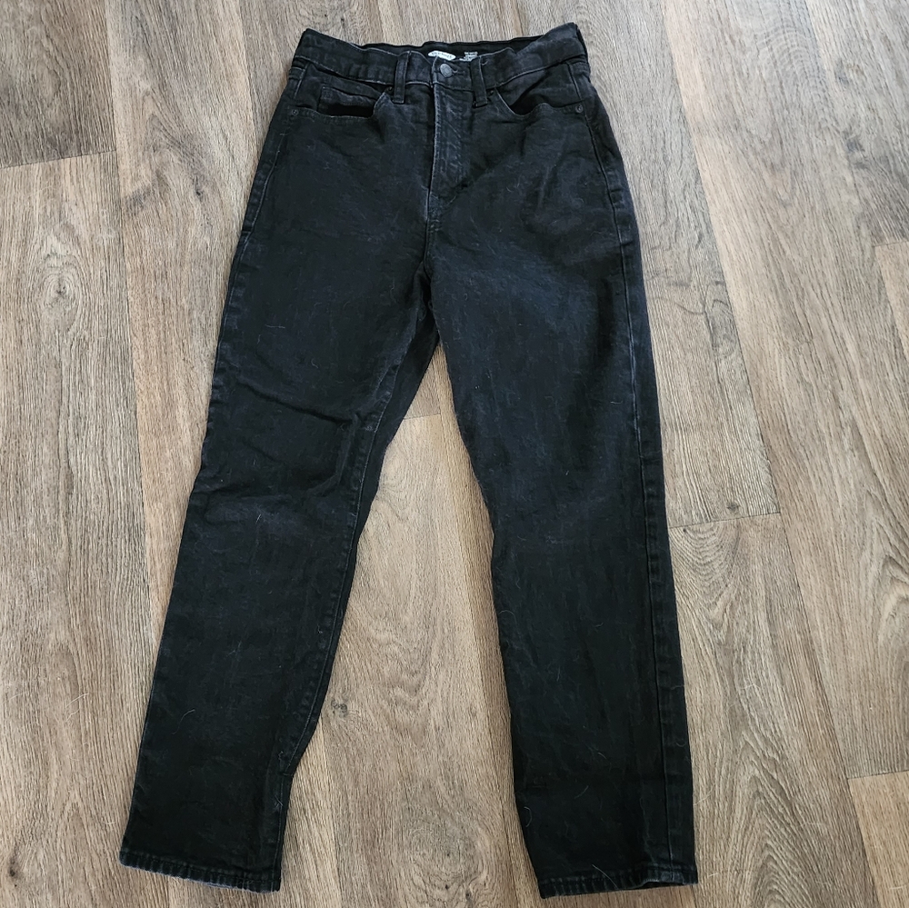 Black Sky-Hi Straight Jeans with Solid Wash